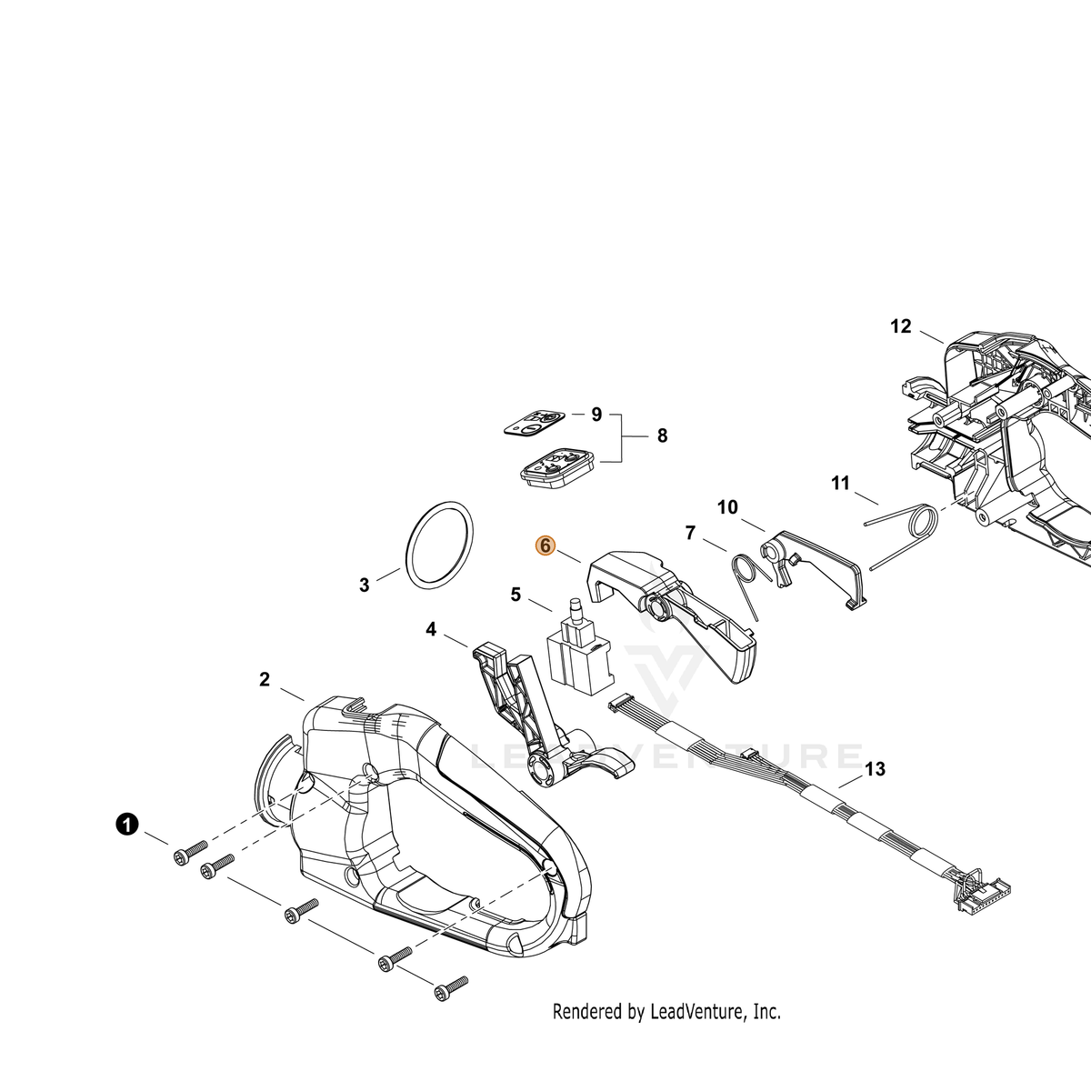 ECHO part J361000850 — IPL diagram snippet (6x zoom, amber highlight)