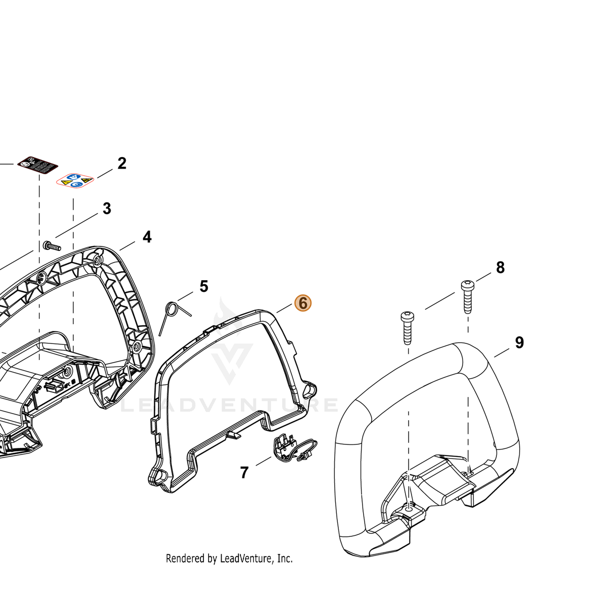 ECHO part J361000861 — IPL diagram snippet (6x zoom, amber highlight)