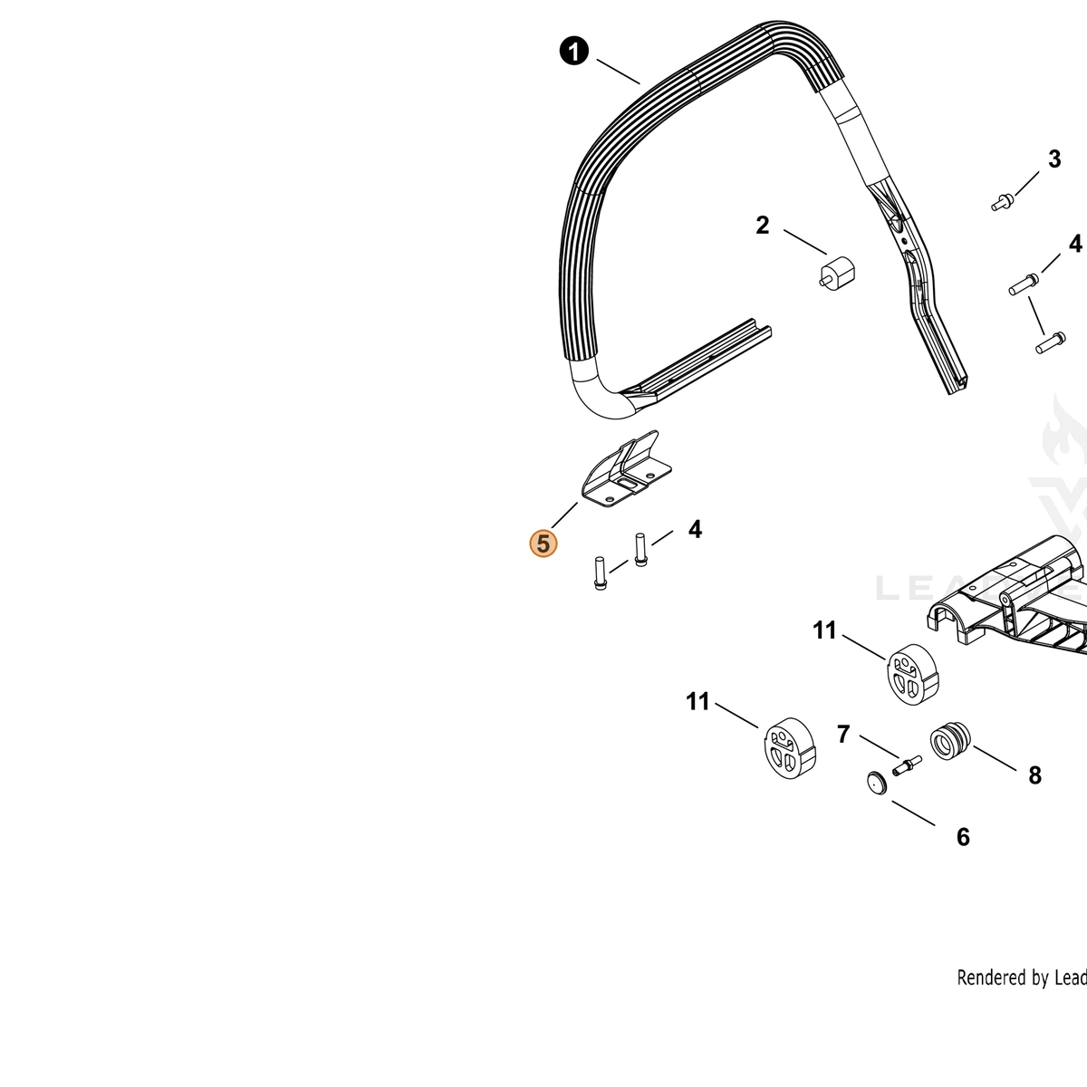 ECHO part J447001300 — IPL diagram snippet (6x zoom, amber highlight)