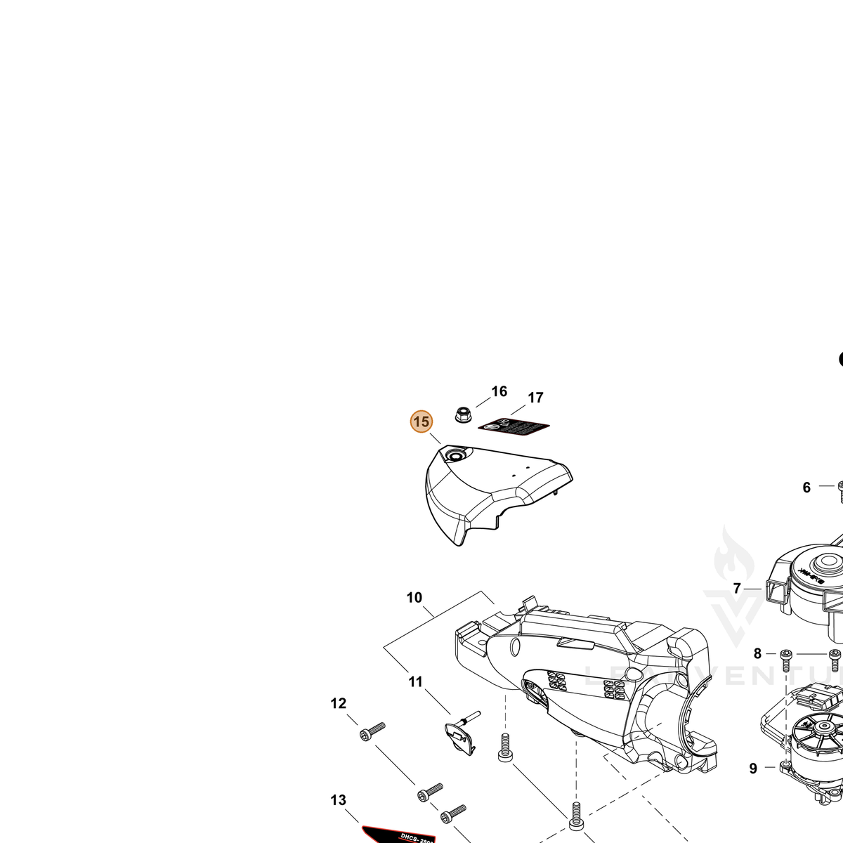 ECHO part J470009520 — IPL diagram snippet (6x zoom, amber highlight)