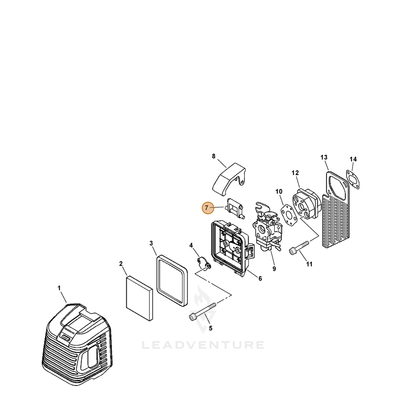 ECHO part J485000030 — IPL diagram snippet (6x zoom, amber highlight)