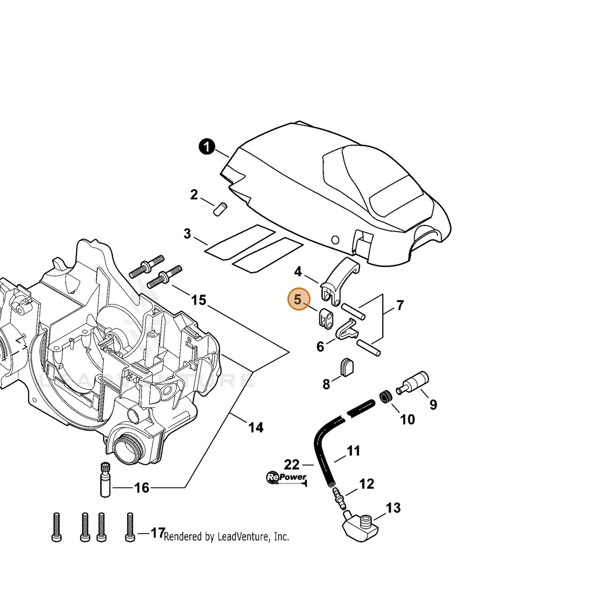 ECHO part J485000200 — IPL diagram snippet (6x zoom, amber highlight)