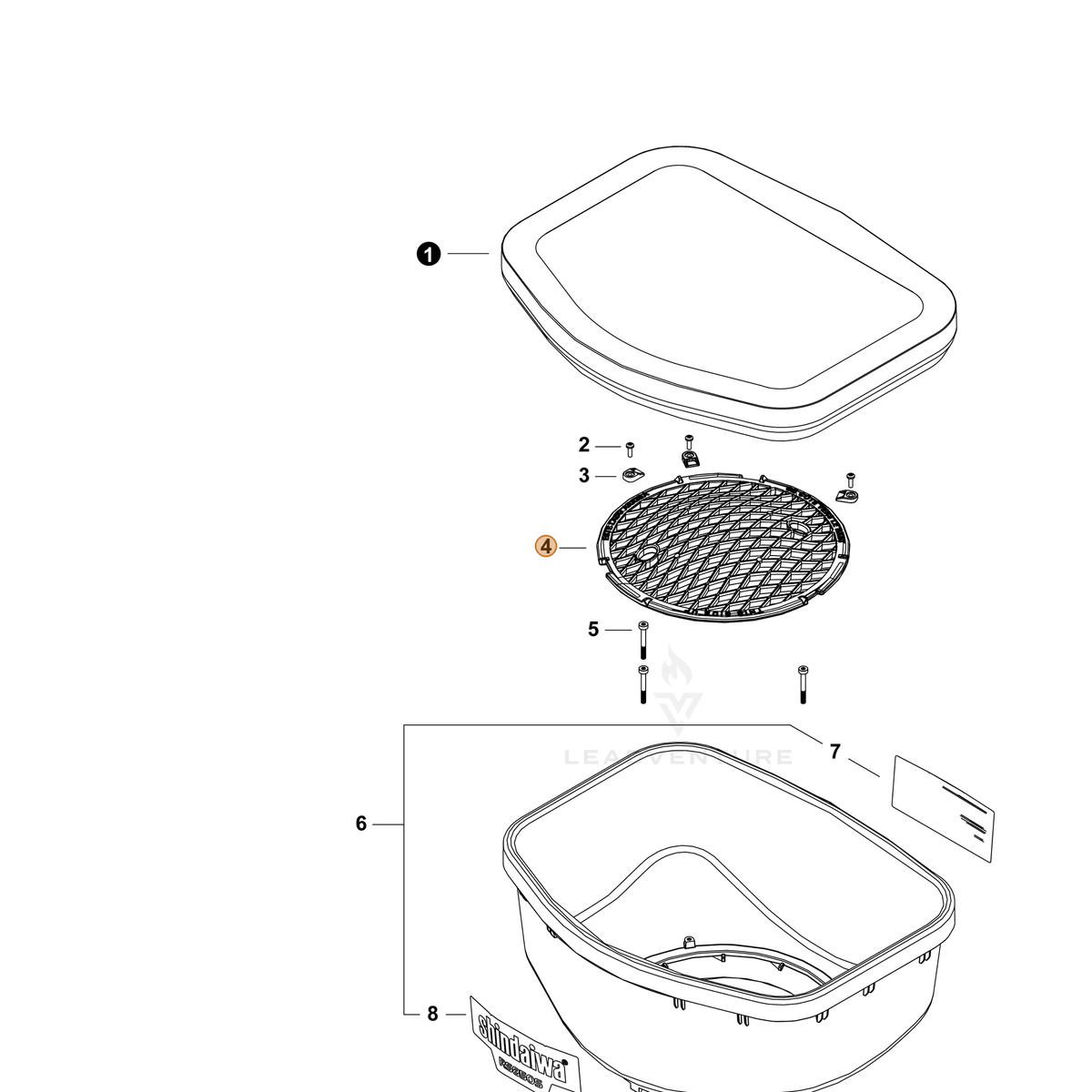 ECHO part K331000090 — IPL diagram snippet (6x zoom, amber highlight)