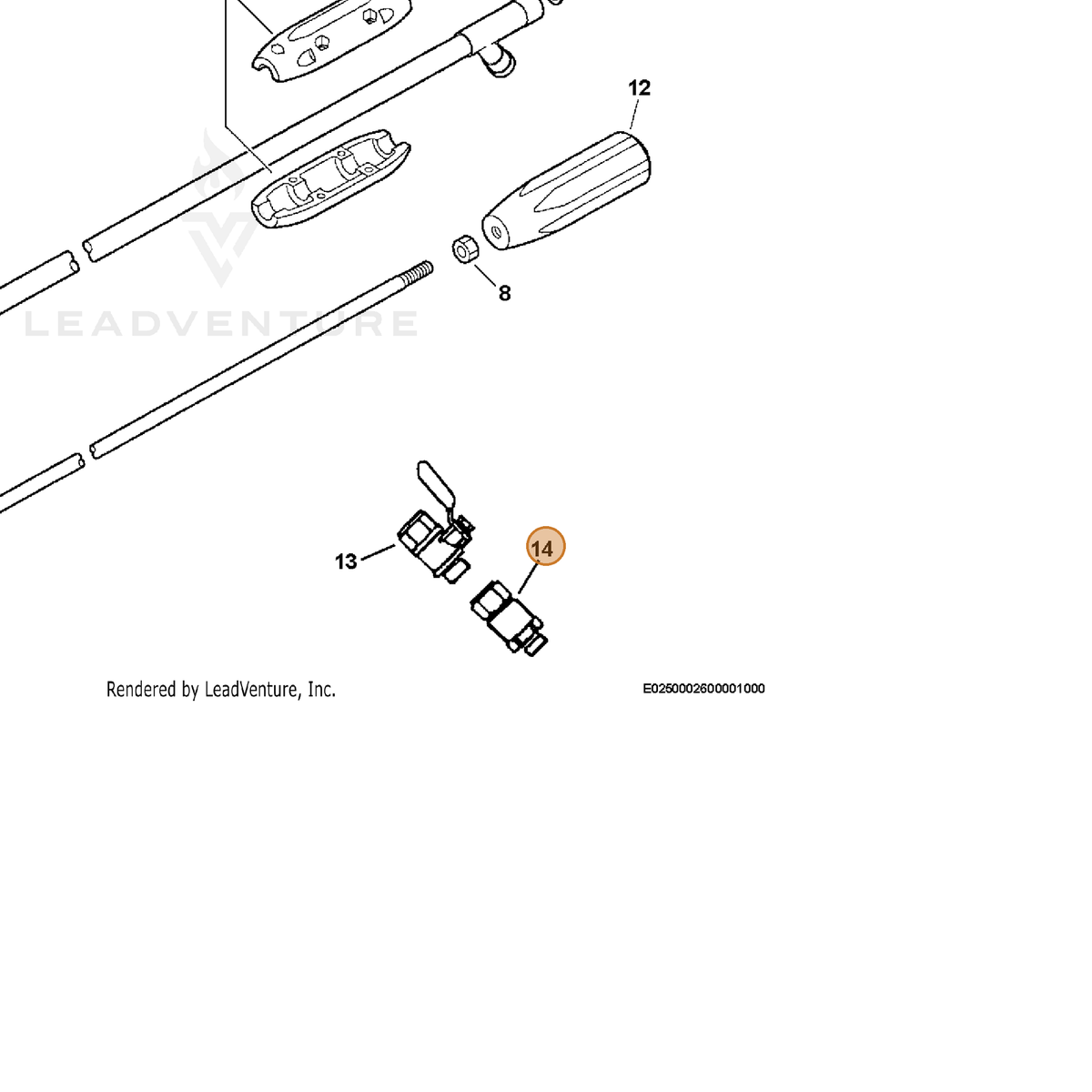 ECHO part K590000140 — IPL diagram snippet (6x zoom, amber highlight)