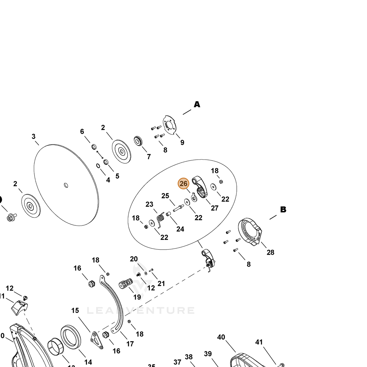 ECHO part M613000320 — IPL diagram snippet (6x zoom, amber highlight)