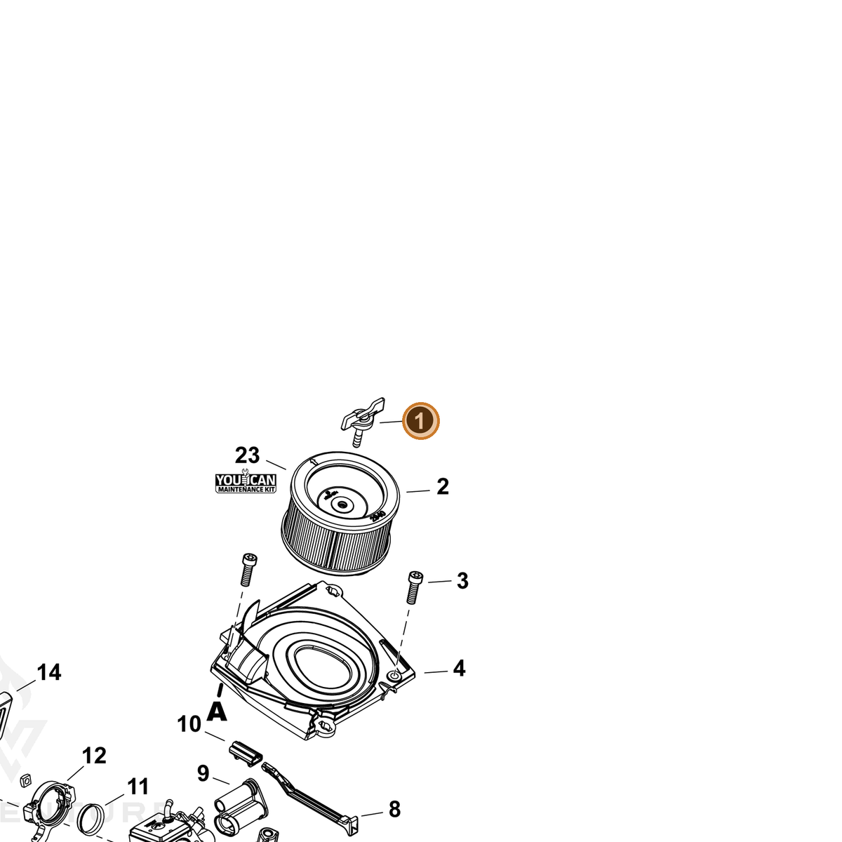 ECHO part M613000330 — IPL diagram snippet (6x zoom, amber highlight)
