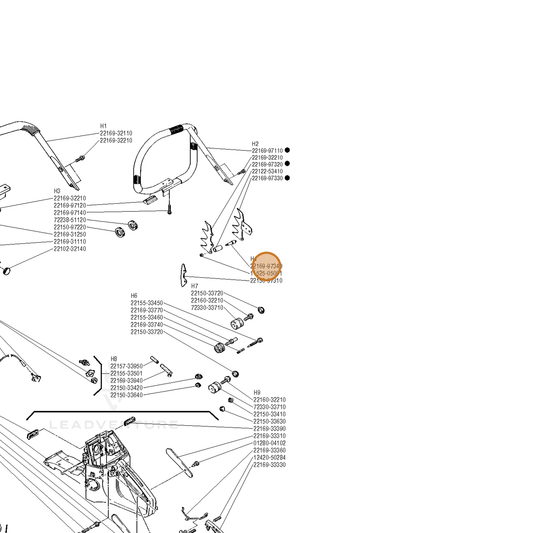 Echo part M650000030 — IPL diagram snippet (6x zoom, amber highlight)