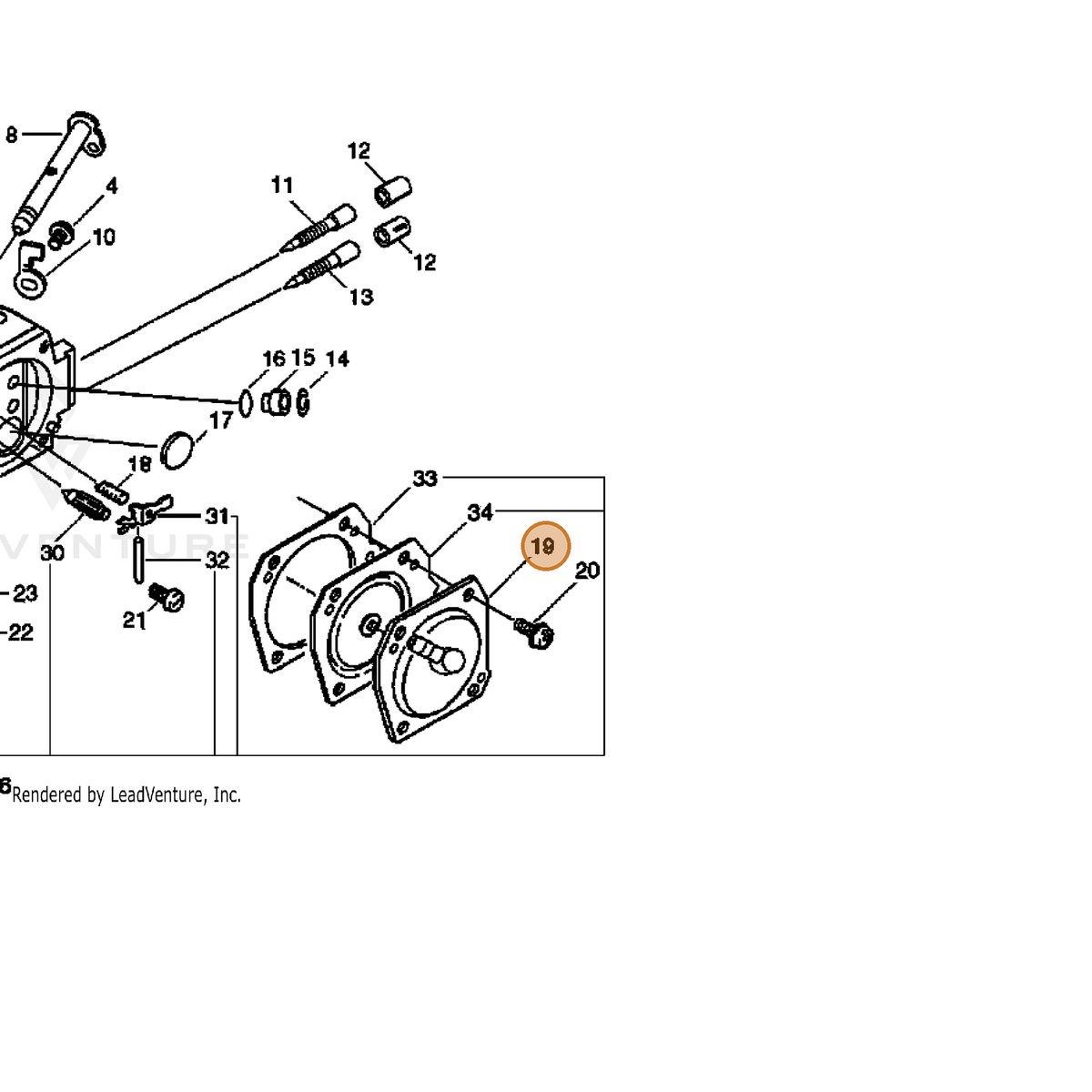 ECHO part P003000000 — IPL diagram snippet (6x zoom, amber highlight)