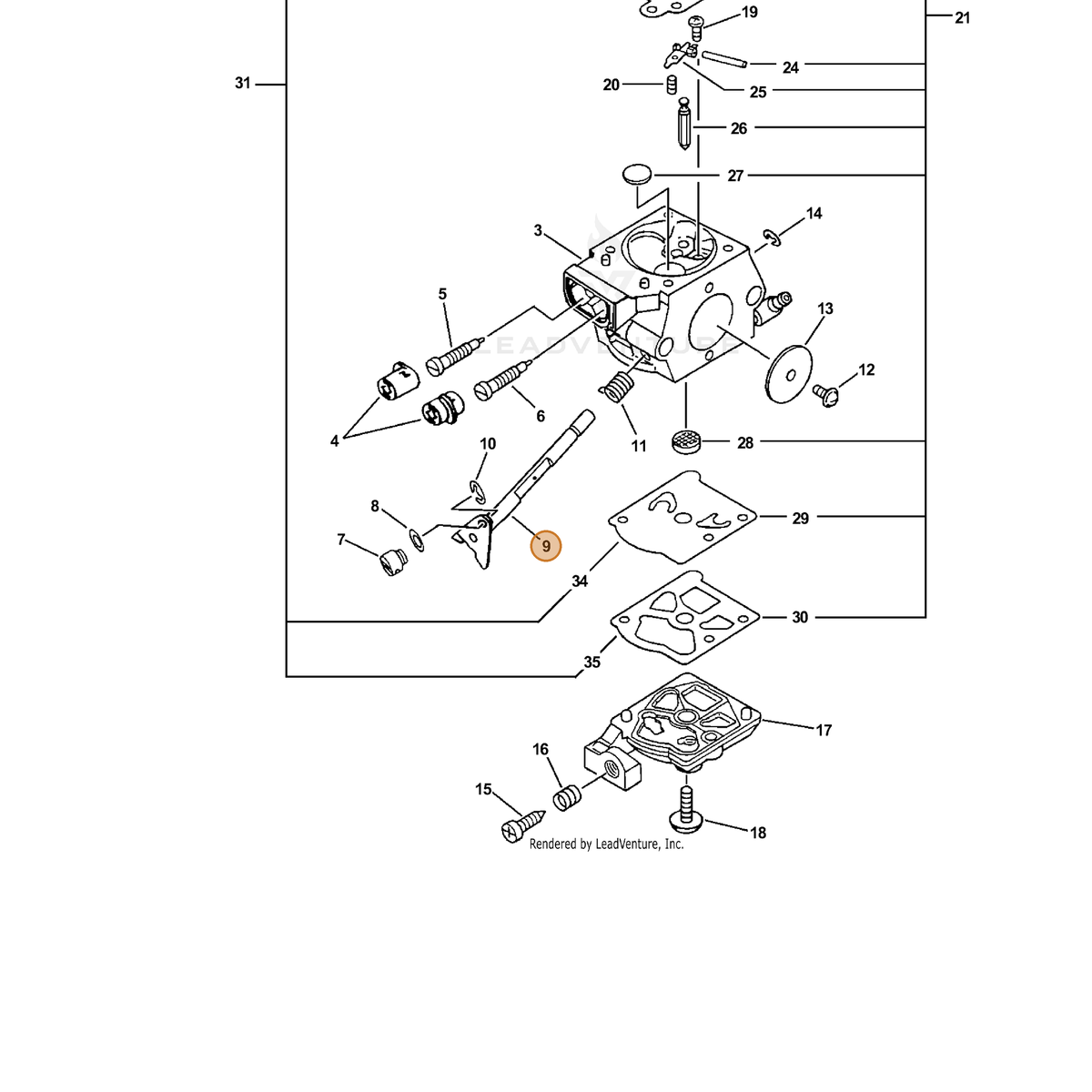 ECHO part P003000070 — IPL diagram snippet (6x zoom, amber highlight)