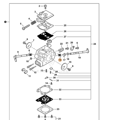 ECHO part P003000140 — IPL diagram snippet (6x zoom, amber highlight)