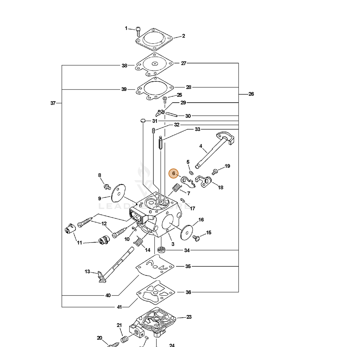 ECHO part P003000160 — IPL diagram snippet (6x zoom, amber highlight)