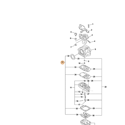 ECHO part P003000200 — IPL diagram snippet (6x zoom, amber highlight)