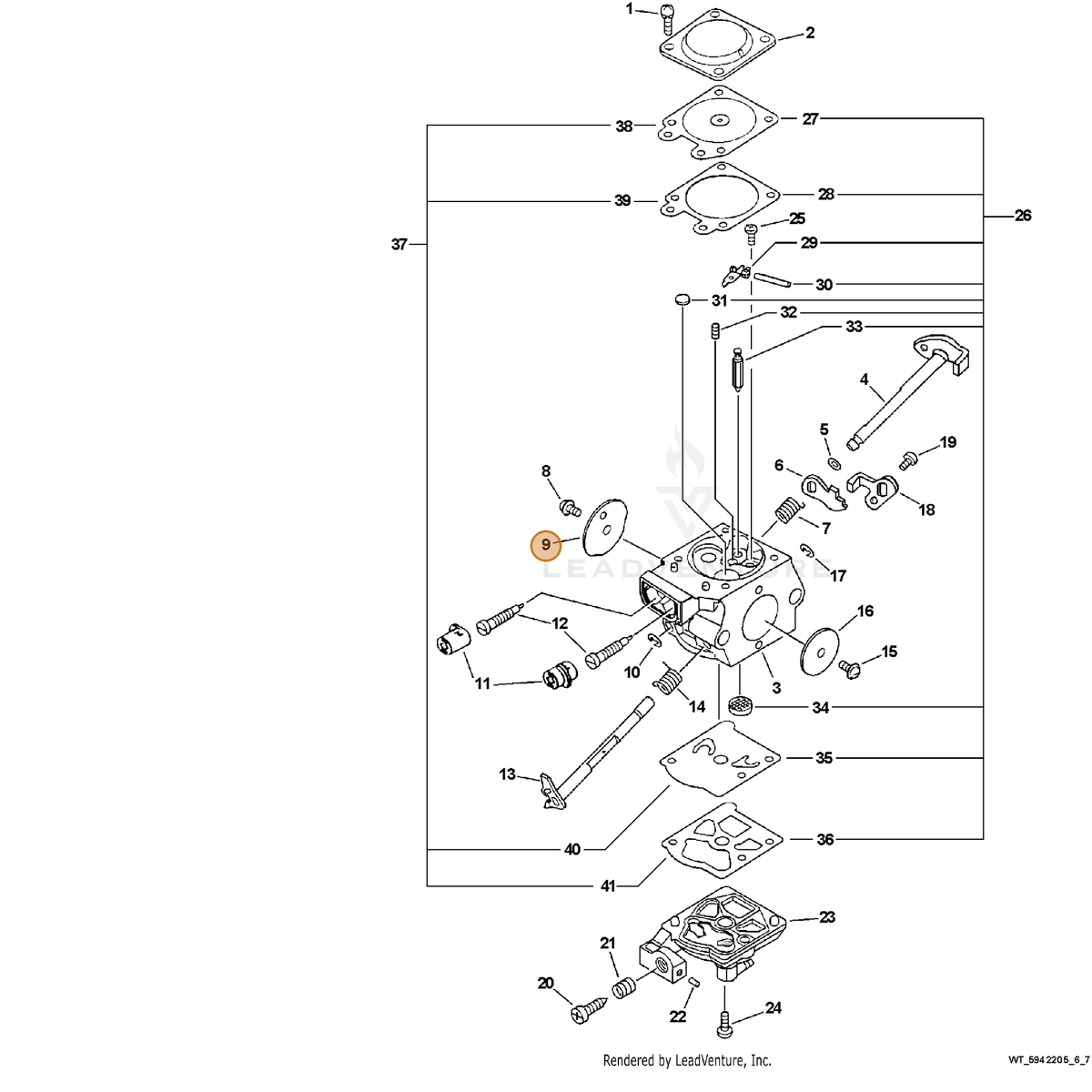 ECHO part P003000230 — IPL diagram snippet (6x zoom, amber highlight)