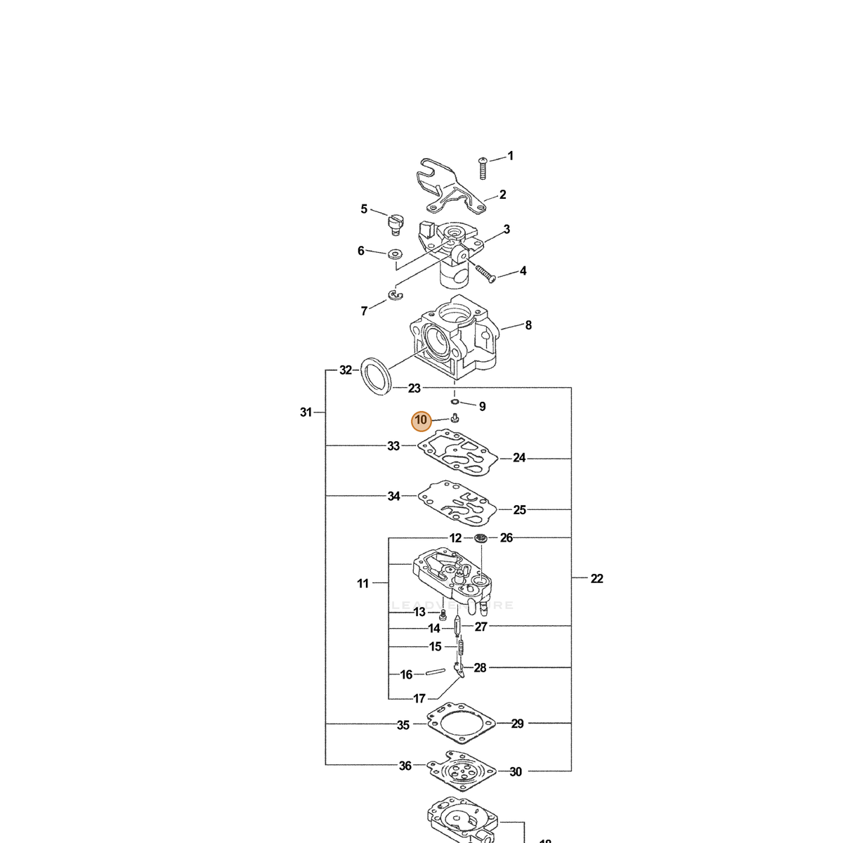ECHO part P003000260 — IPL diagram snippet (6x zoom, amber highlight)