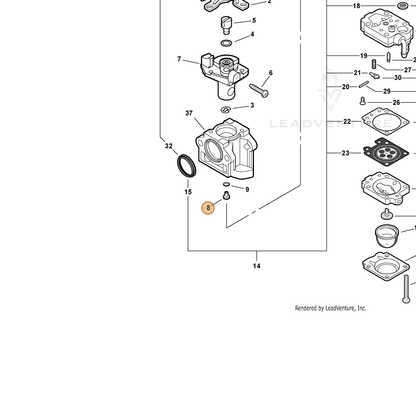 ECHO part P003000470 — IPL diagram snippet (6x zoom, amber highlight)
