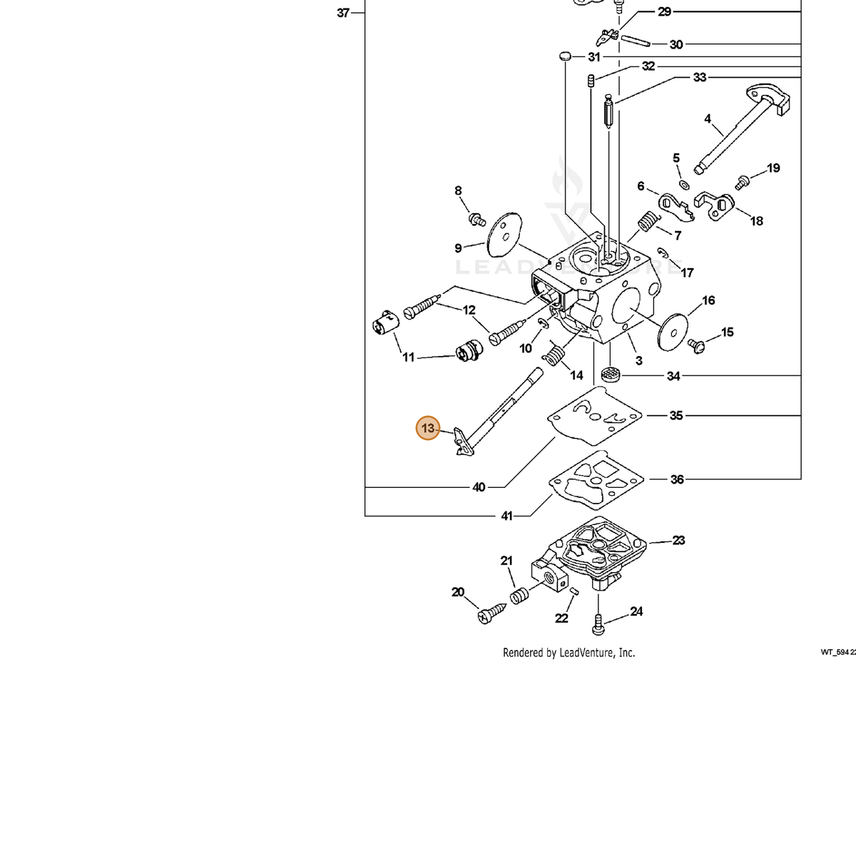 ECHO part P003000480 — IPL diagram snippet (6x zoom, amber highlight)