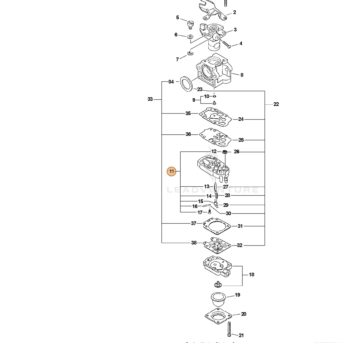 ECHO part P003000510 — IPL diagram snippet (6x zoom, amber highlight)