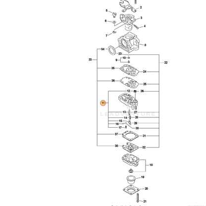 ECHO part P003000510 — IPL diagram snippet (6x zoom, amber highlight)
