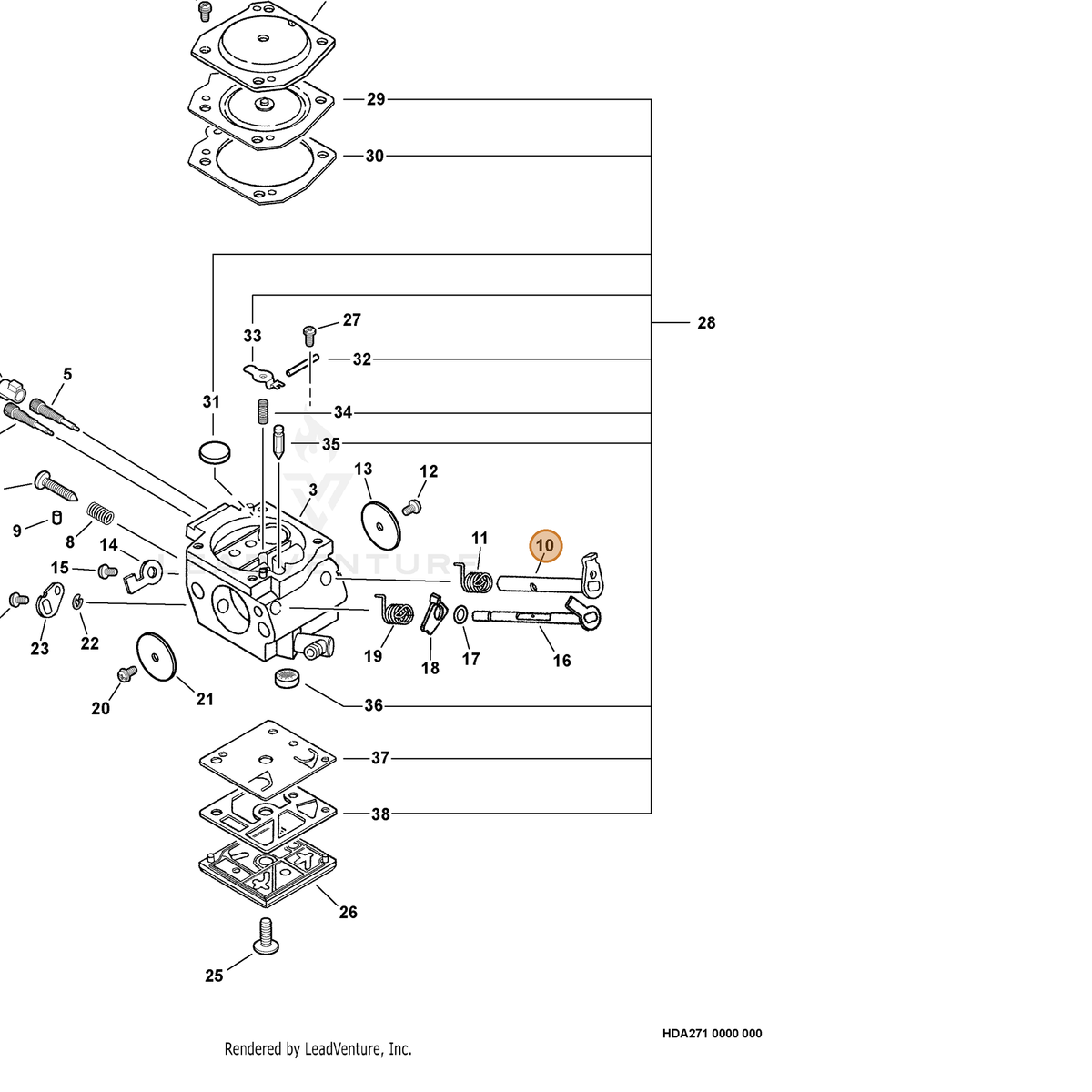 ECHO part P003000550 — IPL diagram snippet (6x zoom, amber highlight)