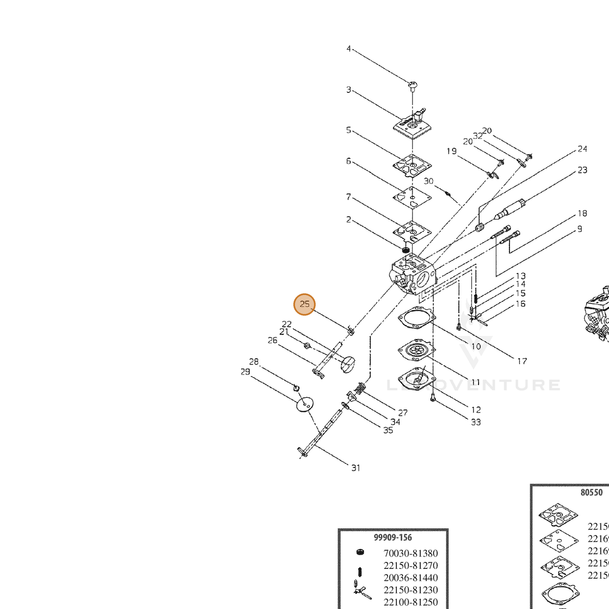 ECHO part P003000560 — IPL diagram snippet (6x zoom, amber highlight)