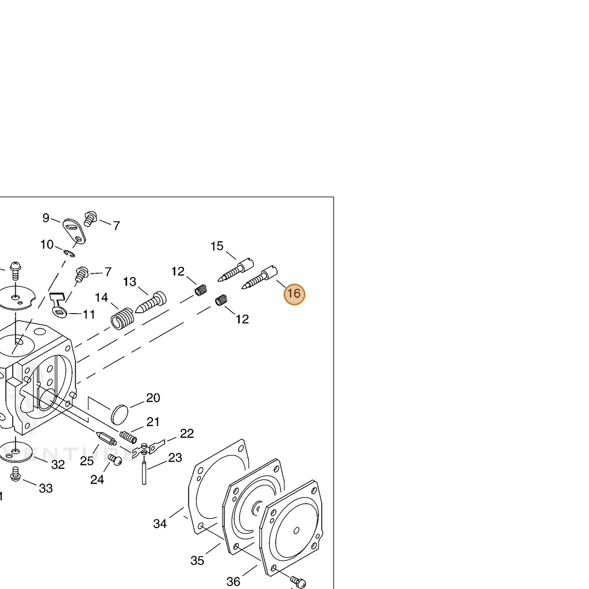 ECHO part P003000570 — IPL diagram snippet (6x zoom, amber highlight)