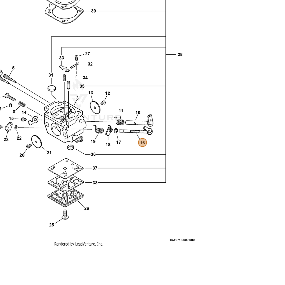 ECHO part P003000600 — IPL diagram snippet (6x zoom, amber highlight)
