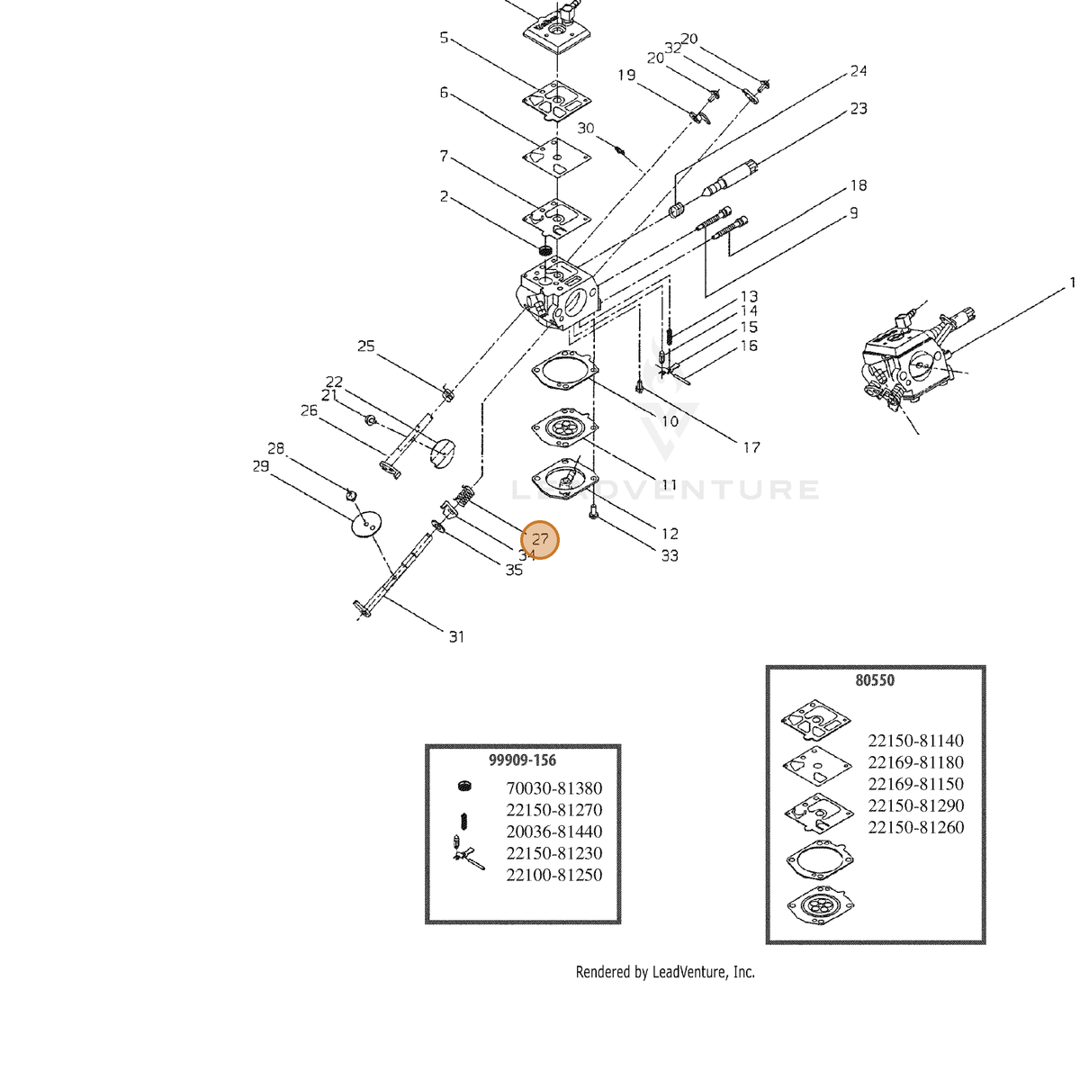 ECHO part P003000610 — IPL diagram snippet (6x zoom, amber highlight)