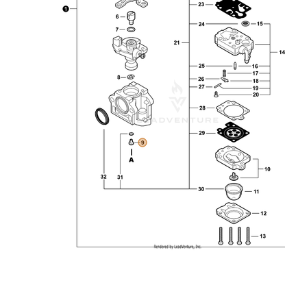 ECHO part P003000640 — IPL diagram snippet (6x zoom, amber highlight)