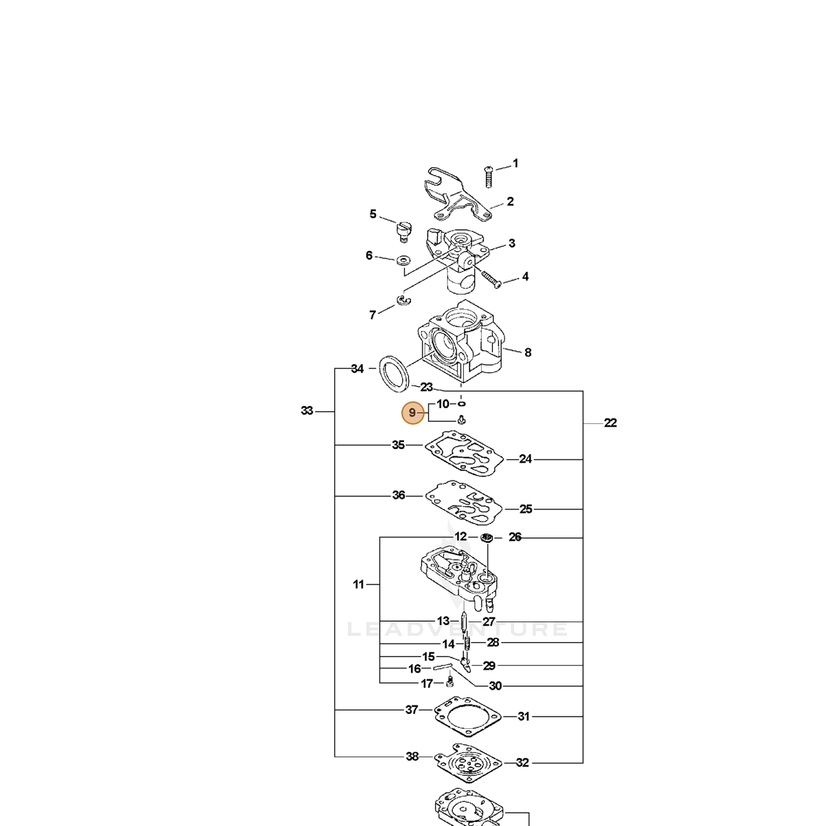 ECHO part P003000690 — IPL diagram snippet (6x zoom, amber highlight)