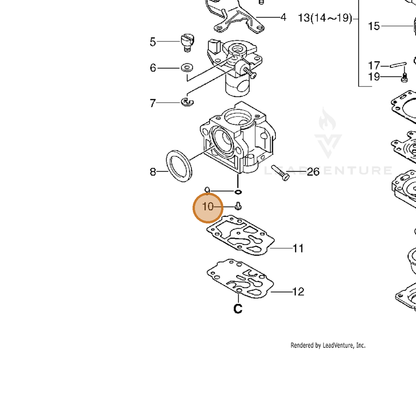 ECHO part P003000990 — IPL diagram snippet (6x zoom, amber highlight)