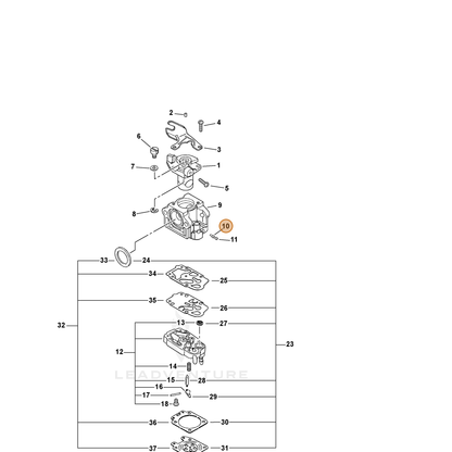 ECHO part P003001130 — IPL diagram snippet (6x zoom, amber highlight)