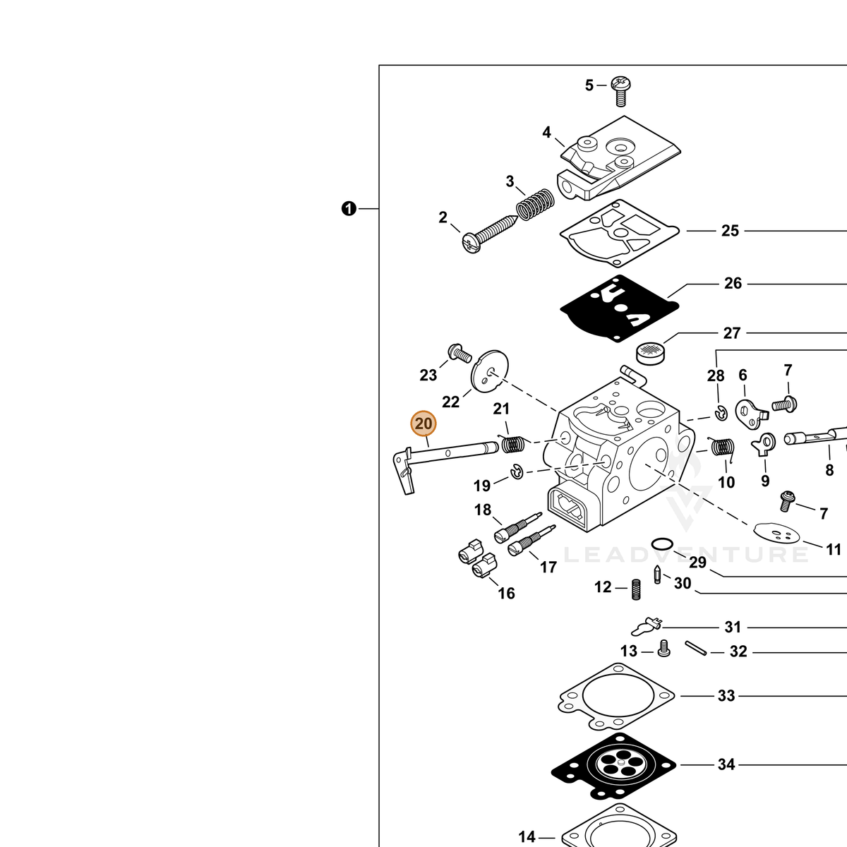 ECHO part P003001300 — IPL diagram snippet (6x zoom, amber highlight)