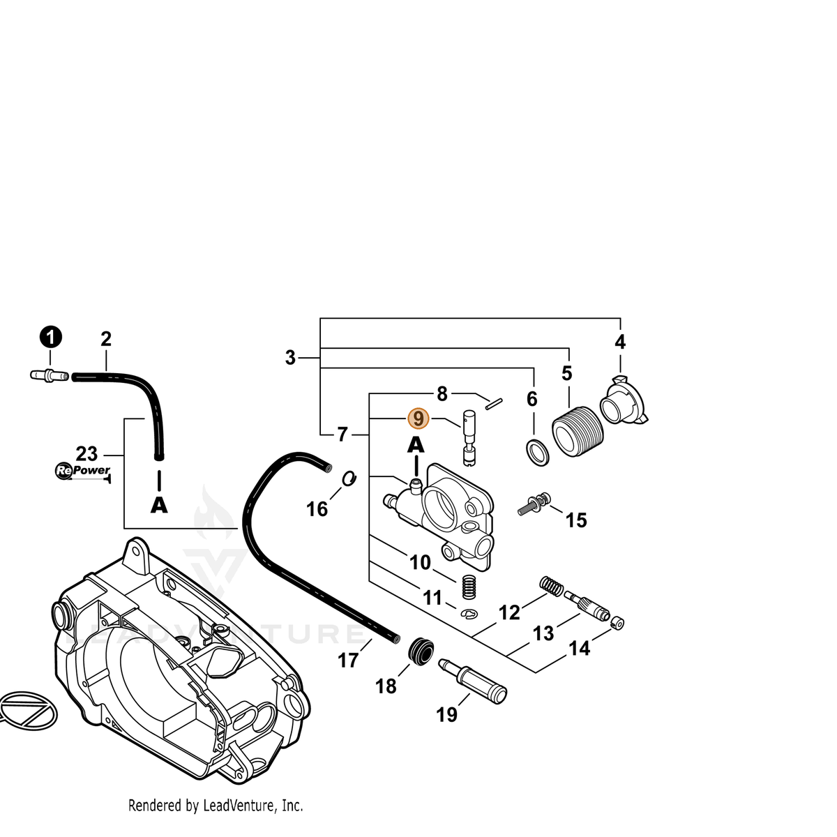 ECHO part P003001370 — IPL diagram snippet (6x zoom, amber highlight)