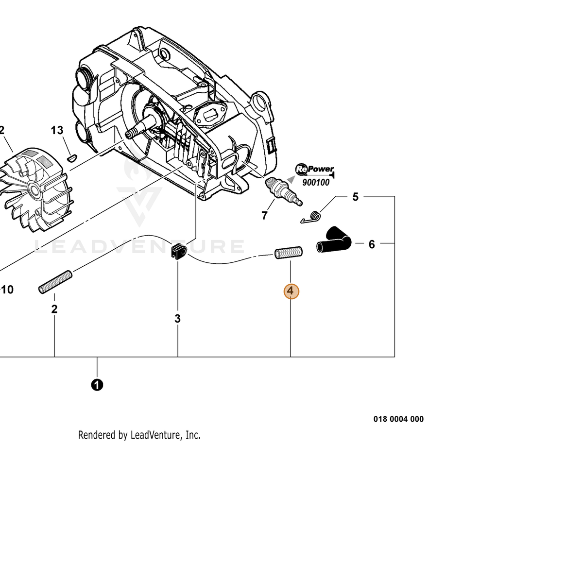 ECHO part P003001440 — IPL diagram snippet (6x zoom, amber highlight)