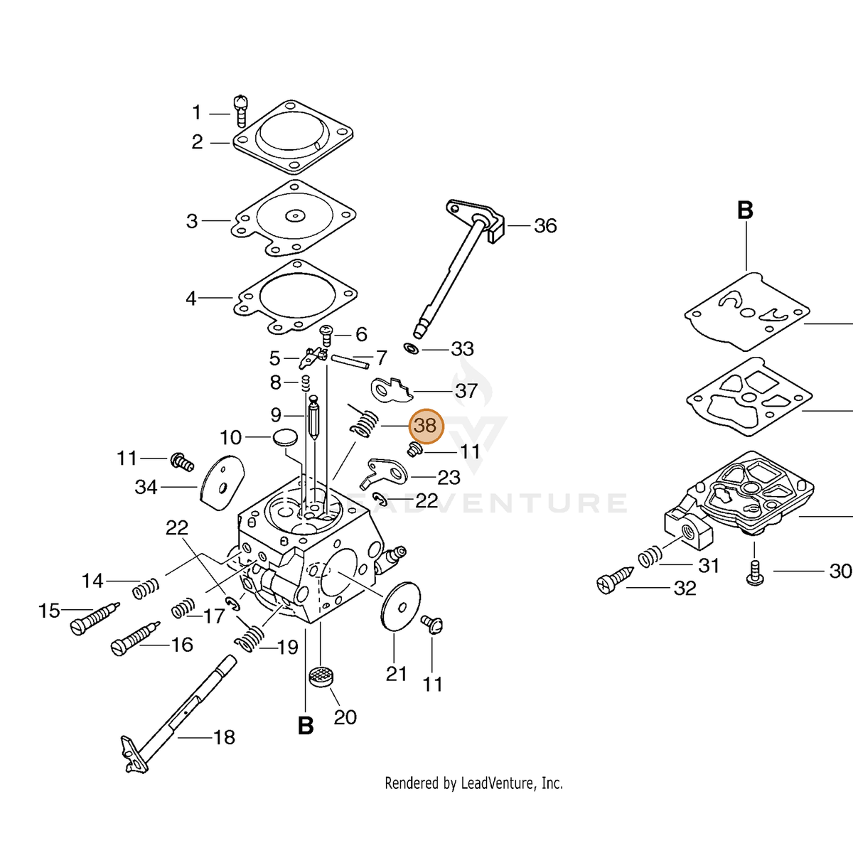 ECHO part P003001470 — IPL diagram snippet (6x zoom, amber highlight)