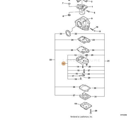 ECHO part P003001490 — IPL diagram snippet (6x zoom, amber highlight)