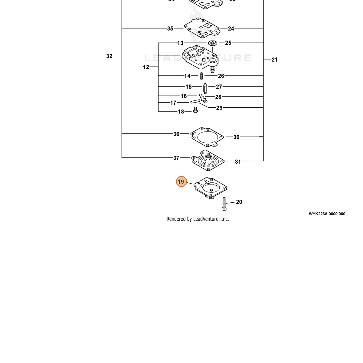 ECHO part P003001500 — IPL diagram snippet (6x zoom, amber highlight)