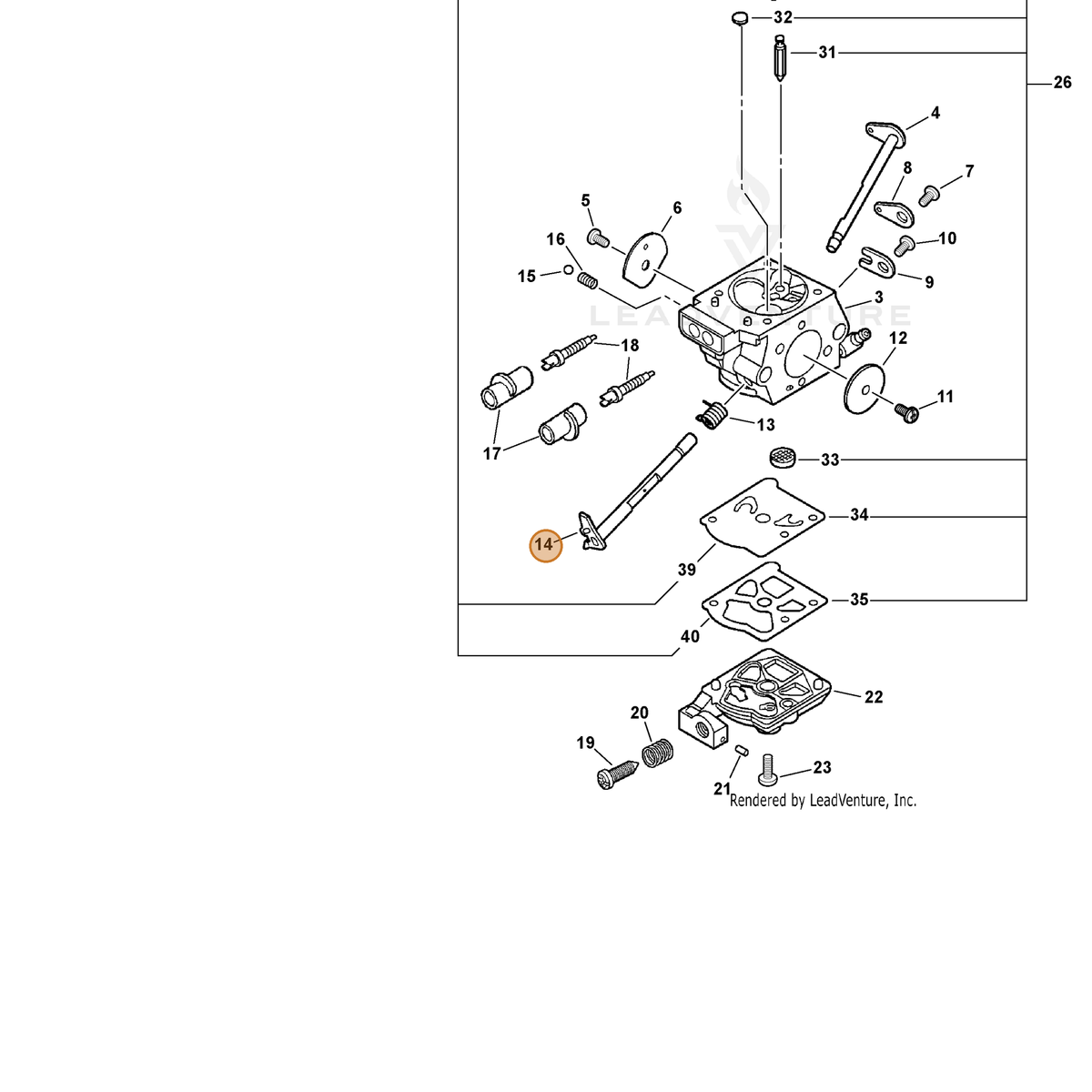 ECHO part P003001800 — IPL diagram snippet (6x zoom, amber highlight)