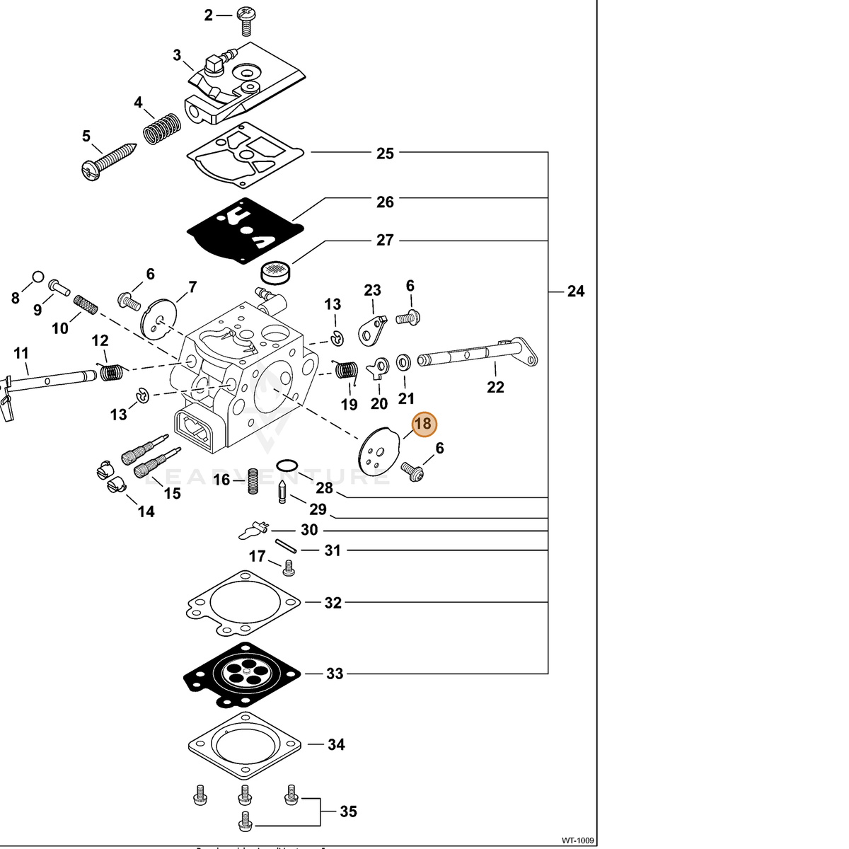 ECHO part P003001960 — IPL diagram snippet (6x zoom, amber highlight)