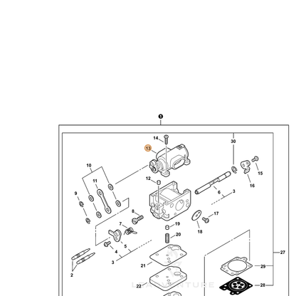 ECHO part P003001970 — IPL diagram snippet (6x zoom, amber highlight)