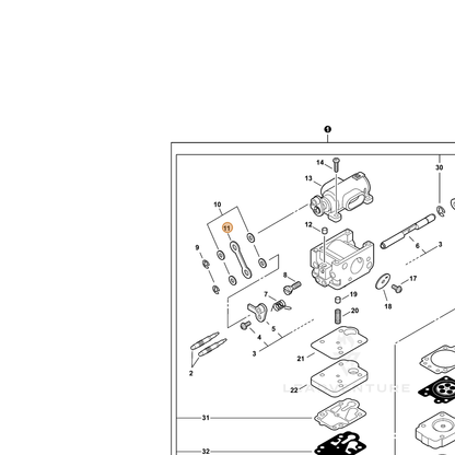 ECHO part P003002080 — IPL diagram snippet (6x zoom, amber highlight)