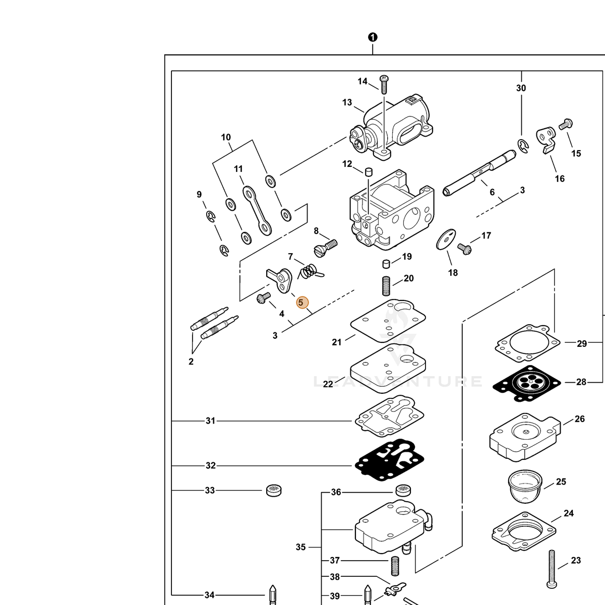 ECHO part P003002090 — IPL diagram snippet (6x zoom, amber highlight)