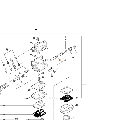 ECHO part P003002100 — IPL diagram snippet (6x zoom, amber highlight)