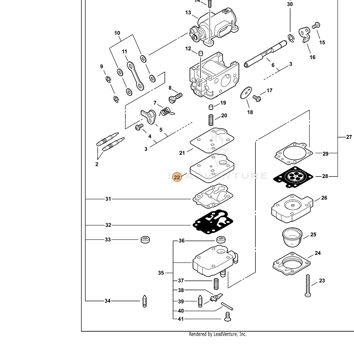 ECHO part P003002160 — IPL diagram snippet (6x zoom, amber highlight)