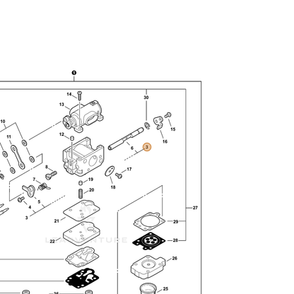 ECHO part P003002170 — IPL diagram snippet (6x zoom, amber highlight)