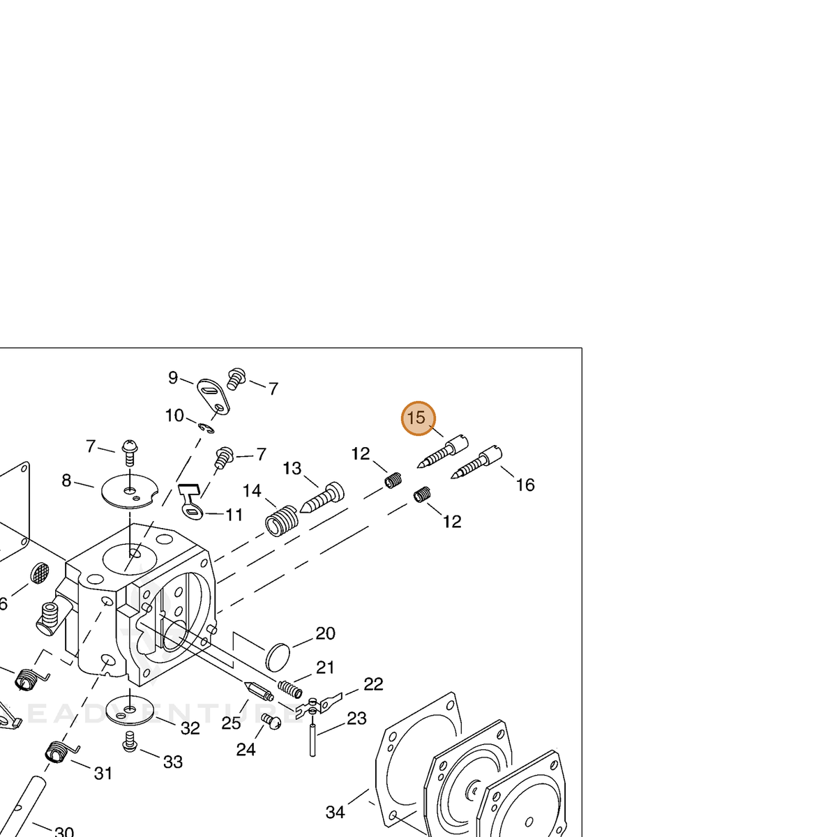 ECHO part P003002210 — IPL diagram snippet (6x zoom, amber highlight)