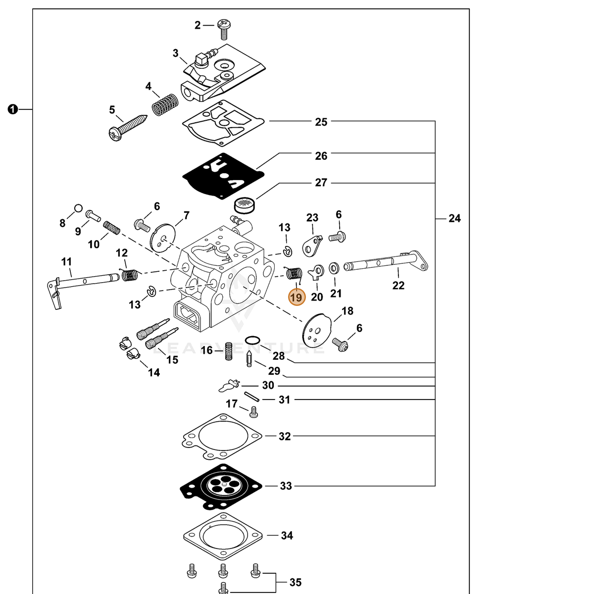 ECHO part P003002260 — IPL diagram snippet (6x zoom, amber highlight)