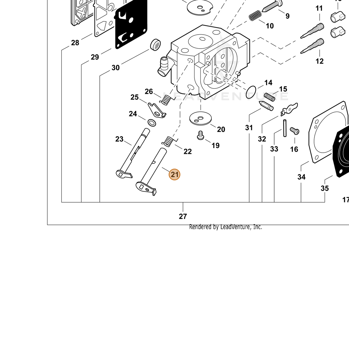 ECHO part P003002280 — IPL diagram snippet (6x zoom, amber highlight)