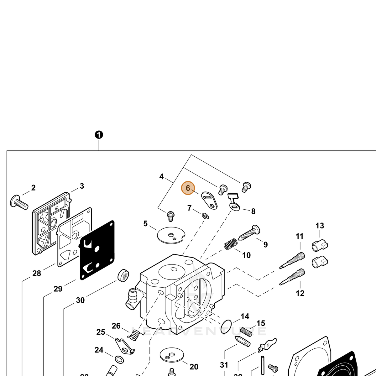 ECHO part P003002300 — IPL diagram snippet (6x zoom, amber highlight)