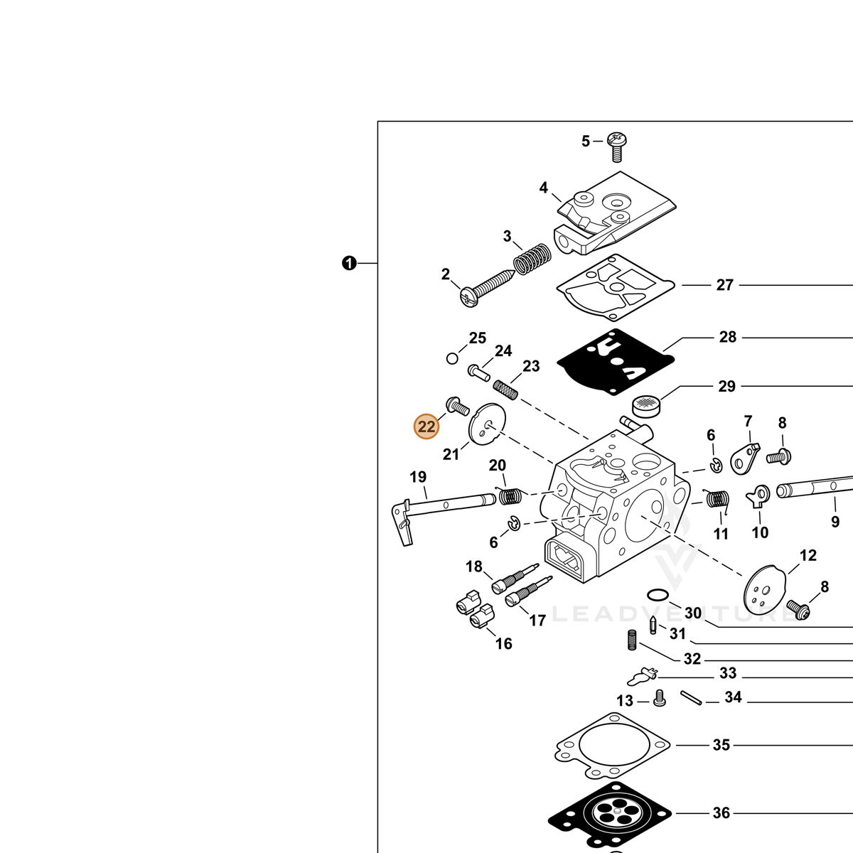ECHO part P003002380 — IPL diagram snippet (6x zoom, amber highlight)
